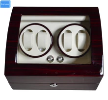 Global Fit Plug/Dry Battery Luxury Gift 4+6 Grids Storgae Mechanical Watch Winder Box Glossy Lacquer Wooden Leather Rotator Case