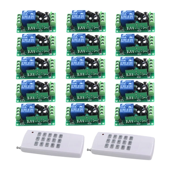 

MITI-DC 12V 10A 15-channel remote control switch independent control / electric lamps motor Remote control switch SKU: 5440