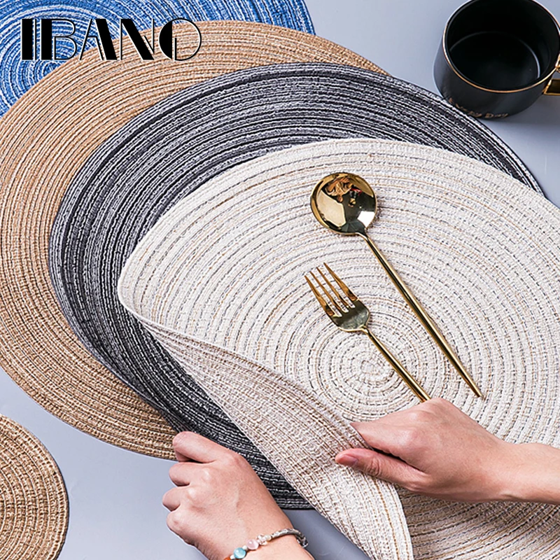 

4pcs/lot Placemat Pad Coasters Kitchen Table Mats Cotton Knitting Bowl Mats Padding Mat Insulation Pad Round Placemats Hand-made