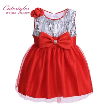 

Cutestyles 2020 Summer Top Fashion Wedding Party Princess Baby Girl Dress Silver Sequin Red Dresses Kids Boutique Gown Wholesale
