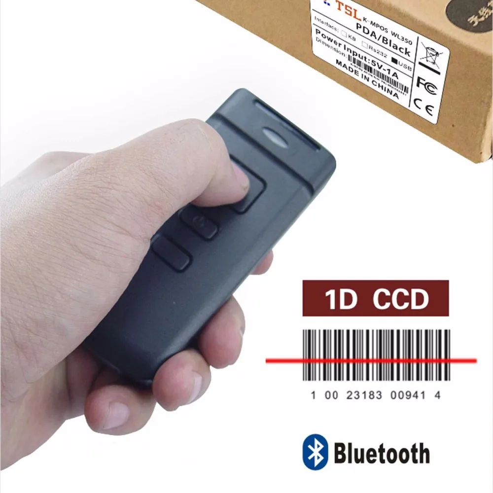 PT20 البسيطة بلوتوث اللاسلكية المحمولة الباركود ماسحة ccd 1d 150 بالاشعة/ثانية ل موبايل/اللوحي/pc أسود