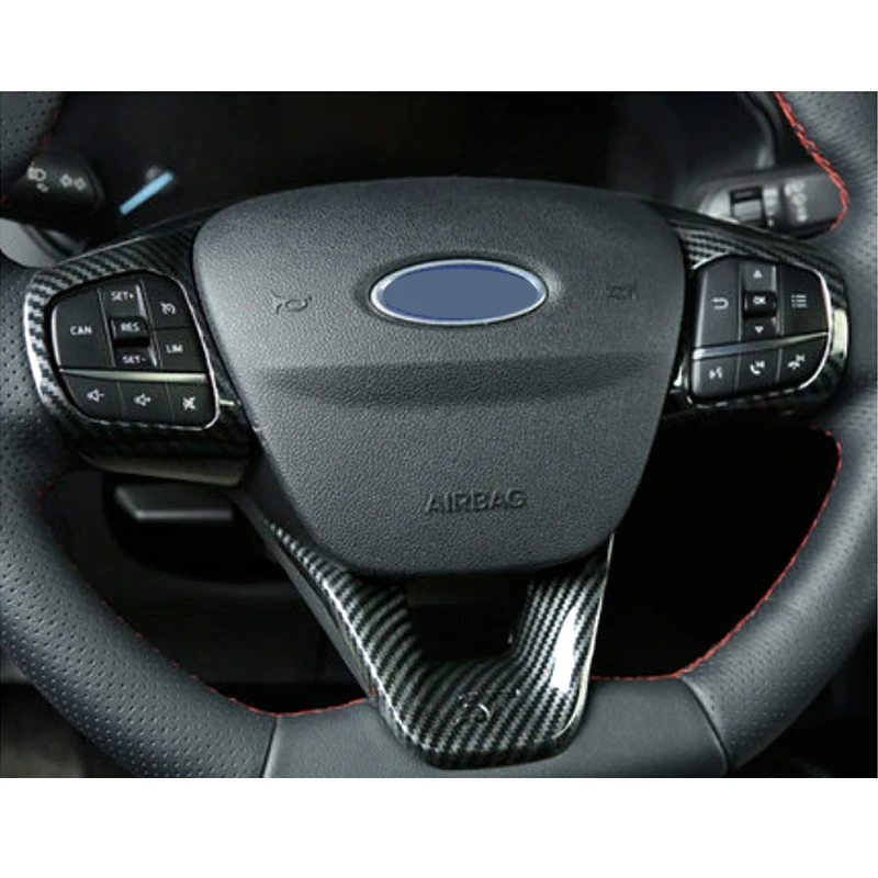 For Ford Fiesta MK8 2017 2018 Accessories ABS Carbon Fiber Stlye ST Car Steering Wheel Trim Control Button Frame Cover Styling For Ford Fiesta MK8 2017 2018 Accessories ABS Carbon Fiber Stlye ST Car Steering Wheel Trim Control Button Frame Cover Styling