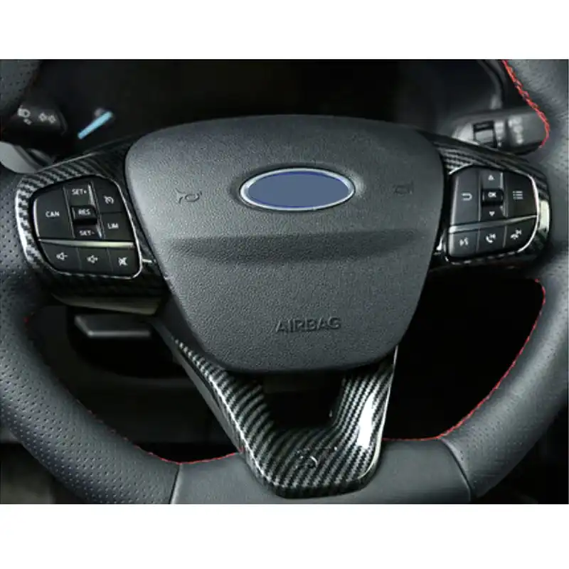 ZHGHS per Ford Fiesta MK8 2017 2018 2019 Accessori ABS Fibra di Carbonio St Auto Volante Volante Trim Cover Pulsante di Controllo Autoadesivo dellautomobile