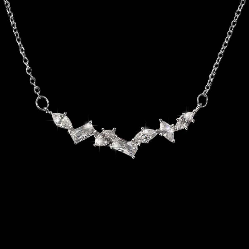 

Geometric Cubic Zircon Pendant Necklace Link Chain Necklaces Elegant Wedding Party Jewelry for Women Gift Wholesale Dropshipping