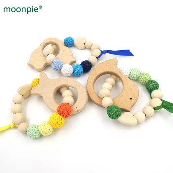 

Wooden teether Toy Mommy jewelry Baby Crochet Nursing Toy Rattle beech car fish bird teether baby gift wooden heart 3pcs ET87