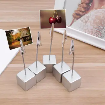 

10pcs Cube Resin Card Picture Memo Note Photo Clip Holder Desk Alligator Clip Holder Wedding Card Holder DIY Gift (Silver)