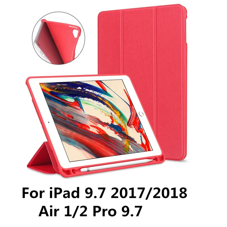 Для iPad mini 4/5 7,9 Чехол W Карандаш держатель мягкий чехол для iPad Air 3 10,5 Pro 10,5 чехол для iPad 6th Pro 9,7 Air 1/2 чехол - Цвет: 9.7-pen-3