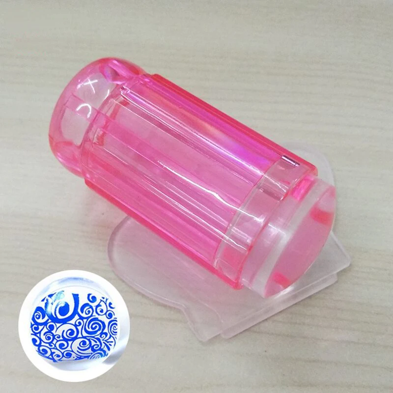 5pcs Red New 2.8cm Transparent Stamp Nail Art Plastic Plate Clear Jelly