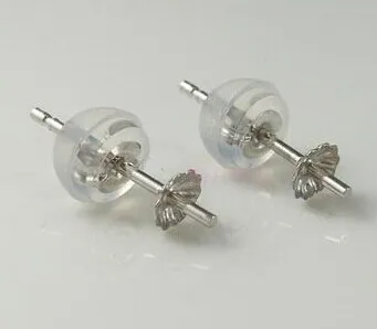 

[Earrings Stud Setting] Factory Price Solid White Earring Stud Setting with 3.5mm Bead Cap, Sold by 2pairs/Lot-Free shipping