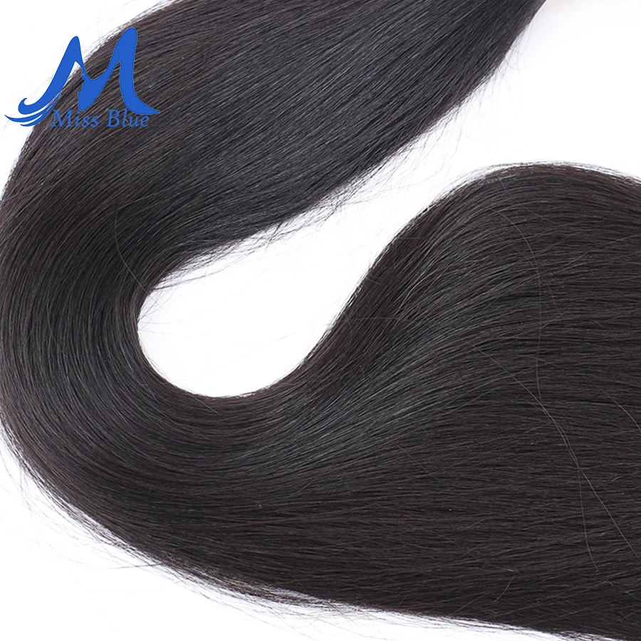 Missblue 8-34 36 38 40 Inch Brazilian Hair Weave Bundles Straight 100% Human Hair 3/4 Bundles Natural Color Remy Hair Extensions
