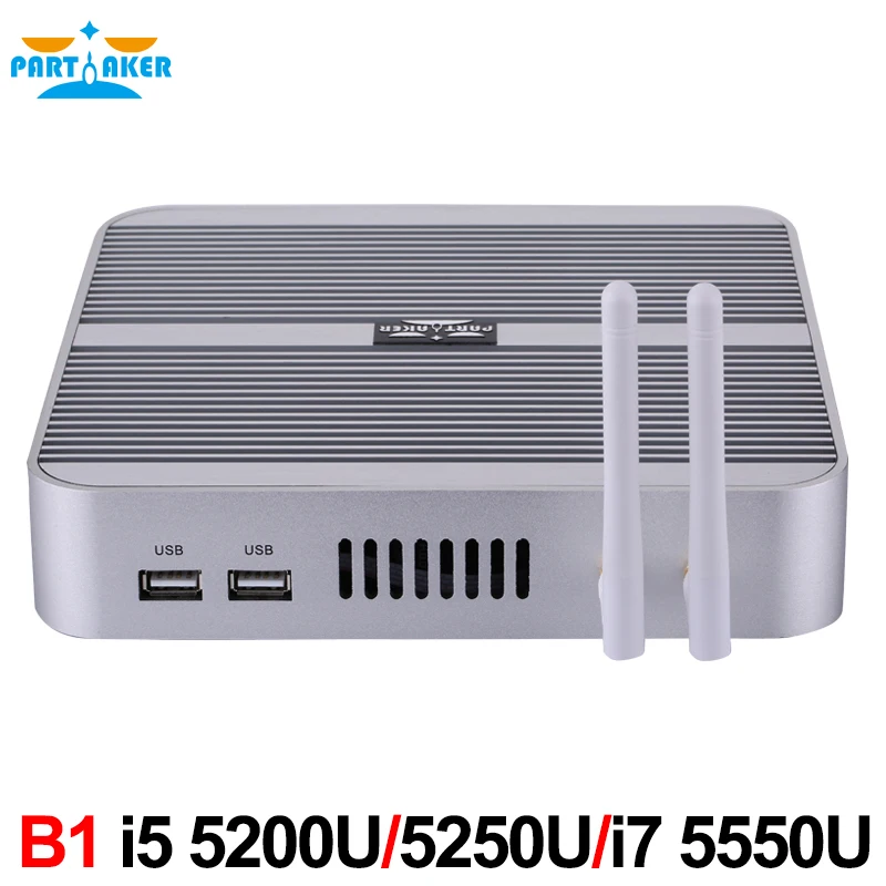 Мини ПК без вентилятора Win 10 3 года гарантии Nuc Core i5 4200U 5200U i7 5550U 4K HTPC ТВ приставка