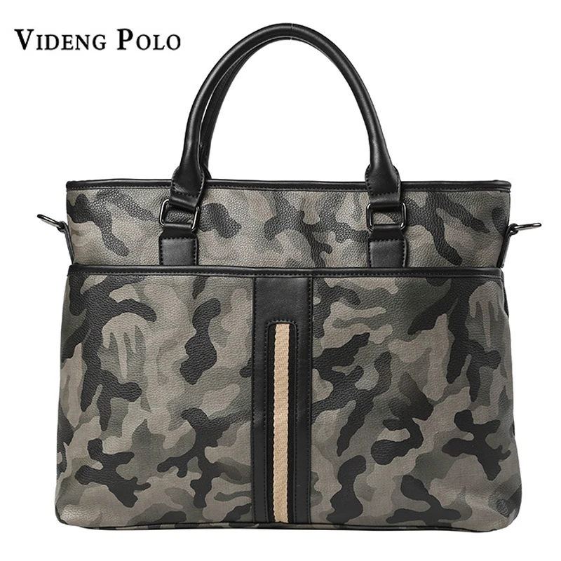 

VIDENG POLO Men Bag Brand Leather Laptop HandBag Designer Casual Crossbody Shoulder Bag Fashion Camouflage Tote Male Travel Bags