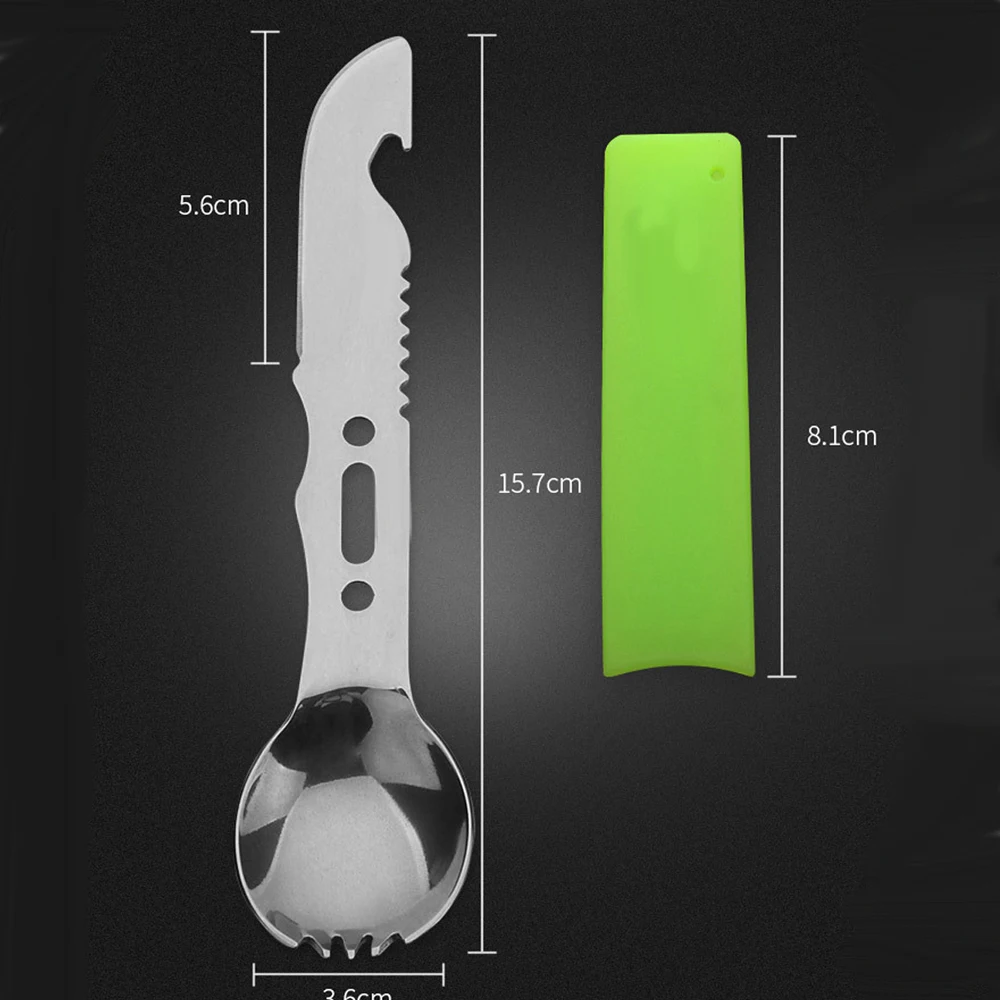 5 в 1 походная посуда, столовые приборы, вилка, ложка, нож, открывалка для бутылок, свисток, карманная походная посуда, инструменты для пикника, выживания