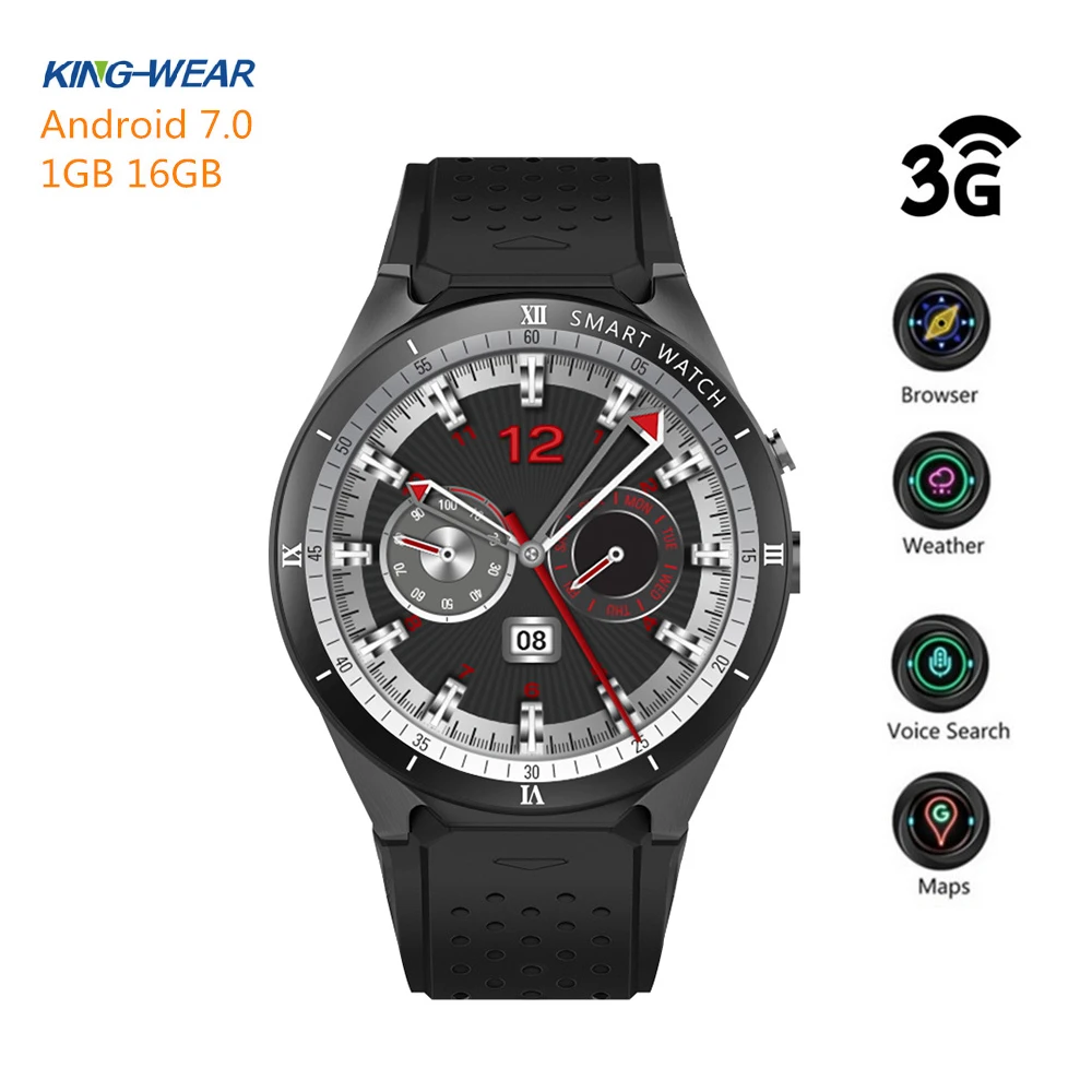 KingWear KW88 Pro 3g Smartwatch телефон Android 7 0 четырехъядерный 1. Hz 1 + 16 GB Bluetooth 4 Смарт часы gps