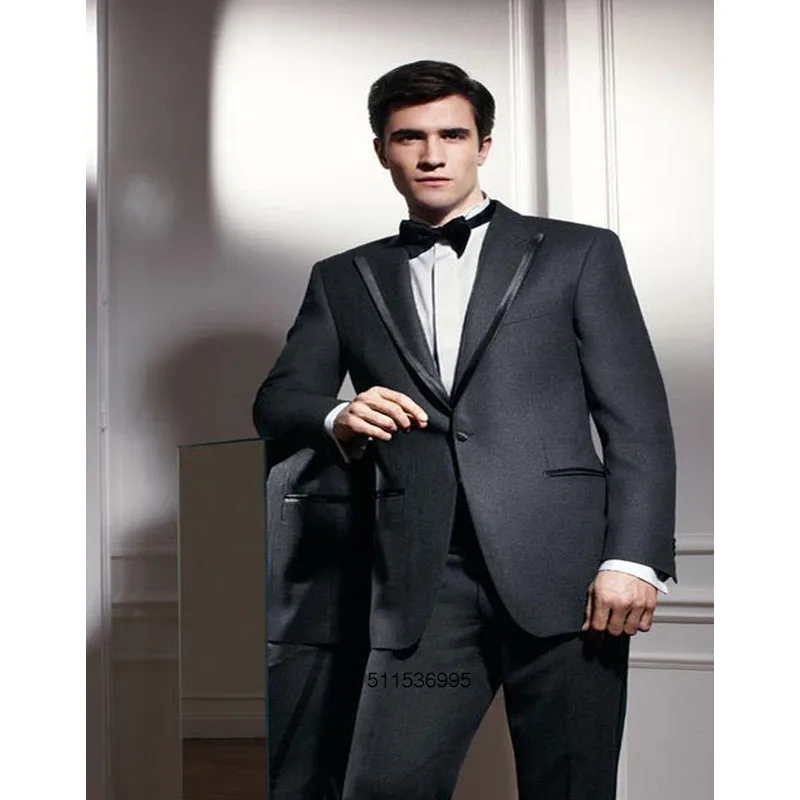 91 Tailor Made Man Suits Black Edge Jacket For Wedding Suits 1 Button Groom Tuxedos Groomsmen Suits Man Clothes(Jacket+pants)