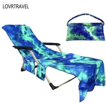 

LOVRTRAVEL Travel Beach Chair Large Towel Beach Towel Multi-pocket Super Absorbent Tie-dye Microfiber75*210cm Chair Cover