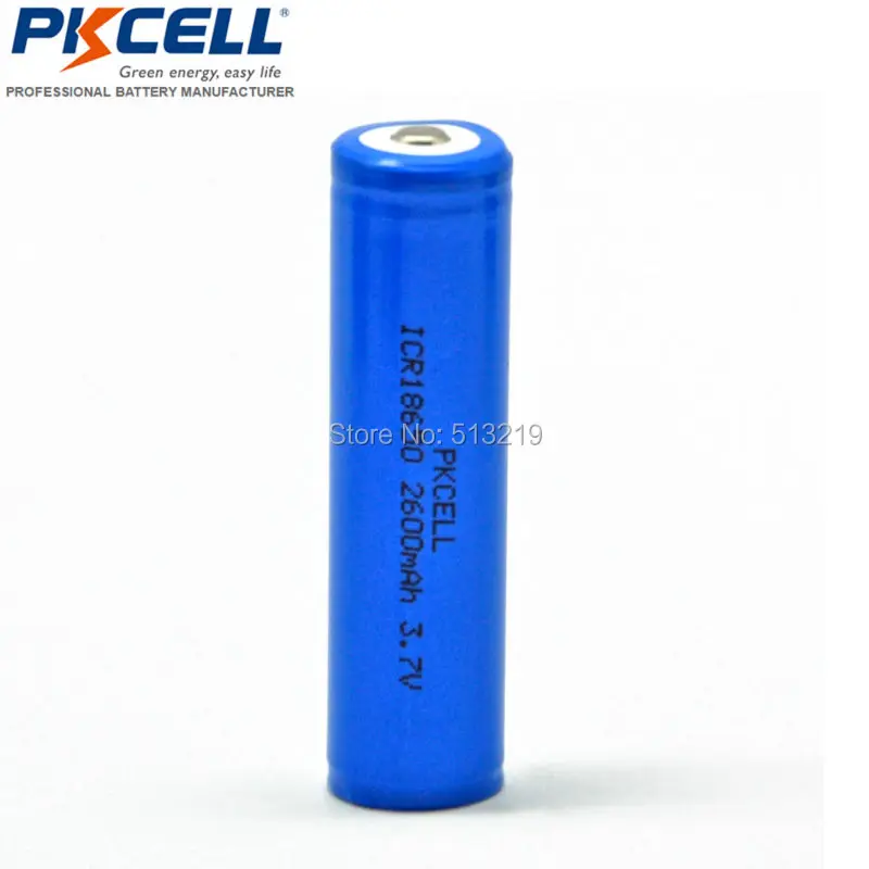 4 шт. x PKCELL 18650 2600 мАч 3,7 в литий-ионная батарея ICR 18650 литиевые аккумуляторные батареи кнопка батареи топ для лазерной ручки 18650