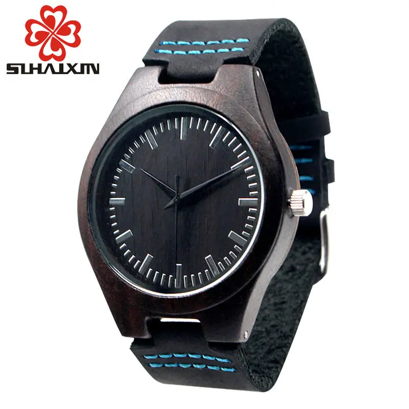 Мужские наручные часы SIHAIXIN Reloj Hombre роскошные черные из бамбукового дерева