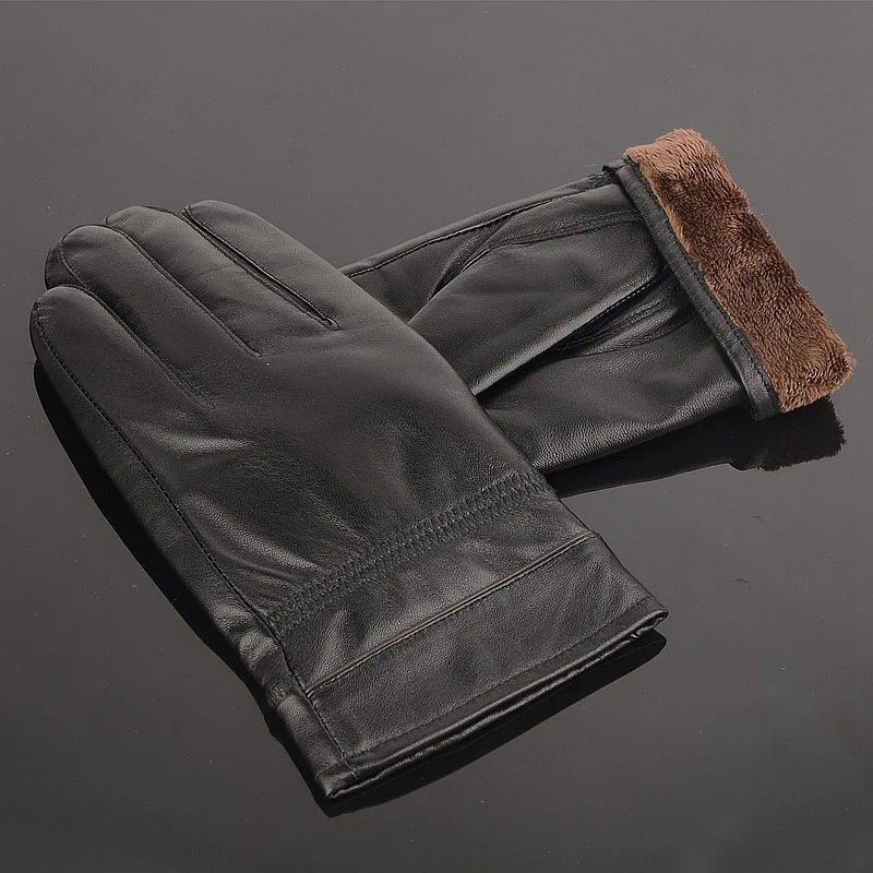 2017 Hot selling genuine leather gloves men's winter cold proof thermal