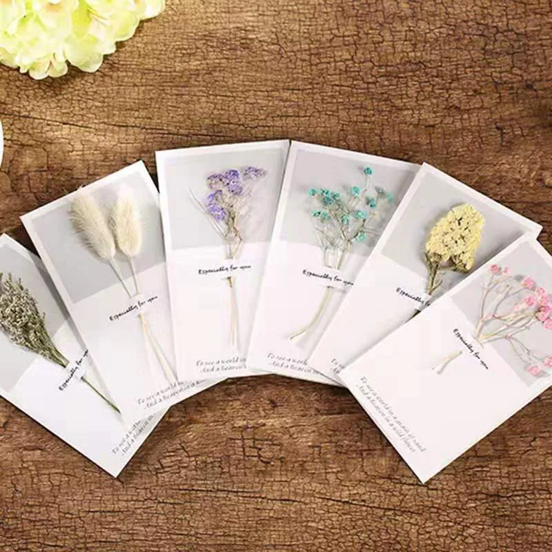 

5 PCS / Vintage wedding invitacion Dried flower decoration Greeting cards home party happy birthday thanks cards festival gifts