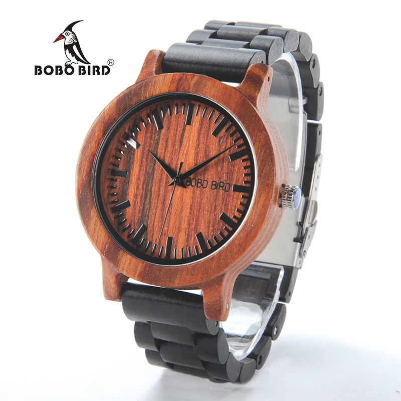 BOBO BIRD 2017 V-M05 Watches Mens New Arrival Top Brand luxury Two Colors Combination All Wood Quartz Wristwatch