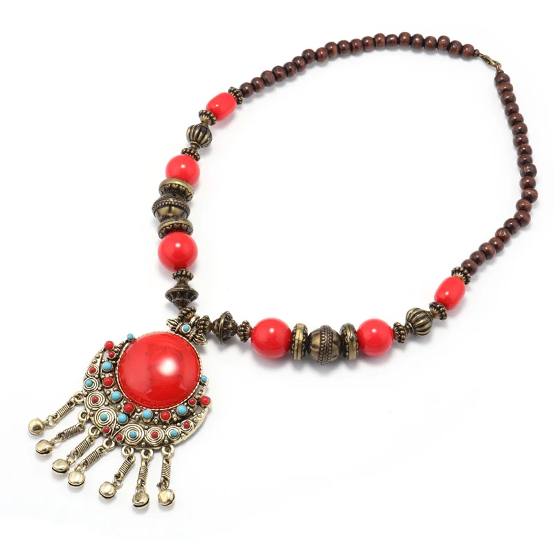 Tenande новые богемные длинные Этнические ожерелья и подвески Макси натуральные камни винтажные массивные ожерелья для женщин ювелирные изделия