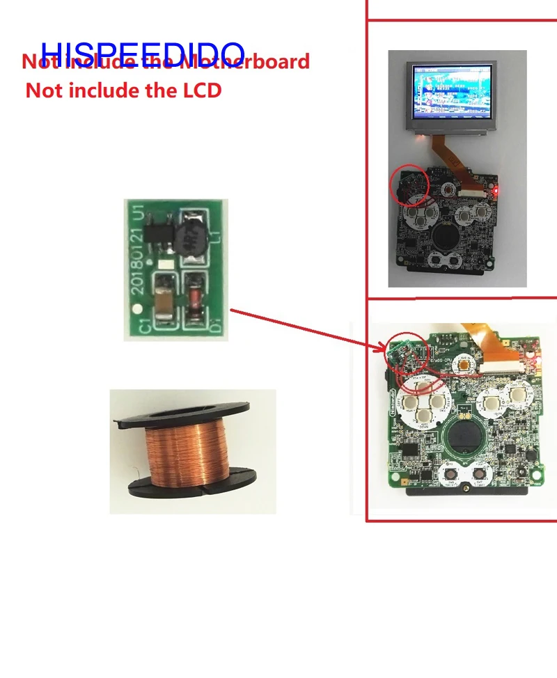 HISPEEDIDO для GBA SP конвертировать нормальную материнскую плату 001 Frontlight в AGS-101 Bakclit доска изменить часть регулятор напряжения цепи