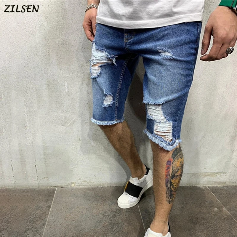 

Men Shorts Denim Stretch Short Jeans Fashion Casual Distressed Zipper 2019 Slim Fit High Quality Elastic Shorts Men Brand Summer