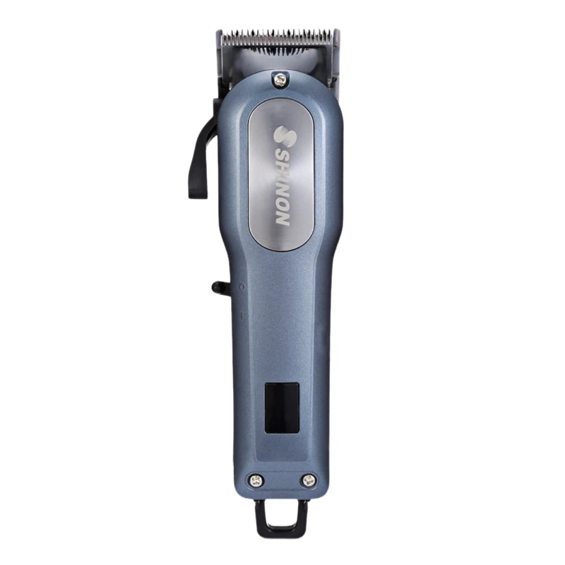 Shinon профессиональный электрический триммер для стрижки волос для мужчин бритва 4 направляющие расчески Беспроводные с ЖК-экраном для стрижки хлеба Eu Plug - Цвет: Gray