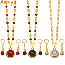 Anniyo жемчуг Marshall кулон шар бусы ожерелье ювелирный набор женский золотой цвет Guam Микронезия ювелирные изделия Гавайи подарок#164606