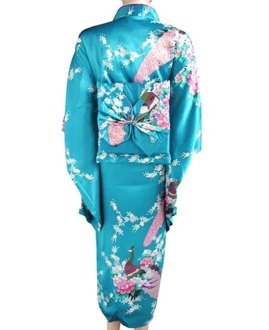 Новое поступление черное винтажное японское женское кимоно Haori Yukata шелковое атласное платье Mujeres Quimono Peafowl один размер H0030