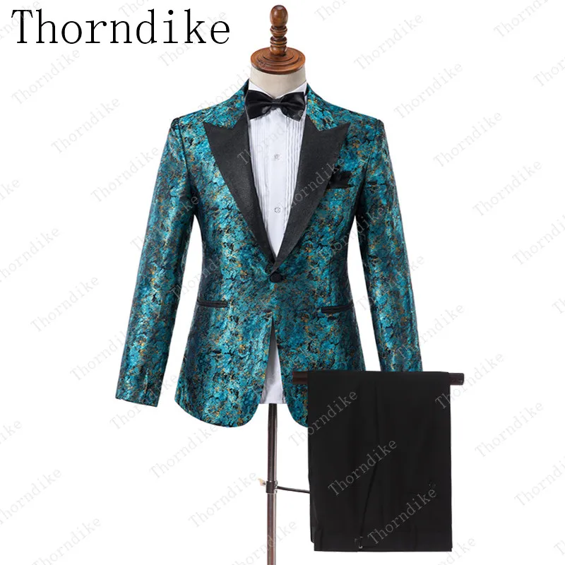 

Thorndike (Jacket+Pant) High-end Brand Fashion Printing Groom Wedding Dress Suit Banquet Stage Performance Suit Mens Casual Suit