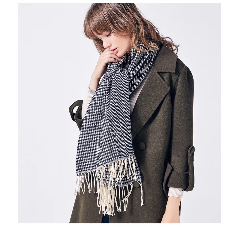 VIANOSI зимнее теплое одеяло шарф женский шарф-плед длинный кисточкой sjaal толстый платок бренд шали и шарфы для женщин