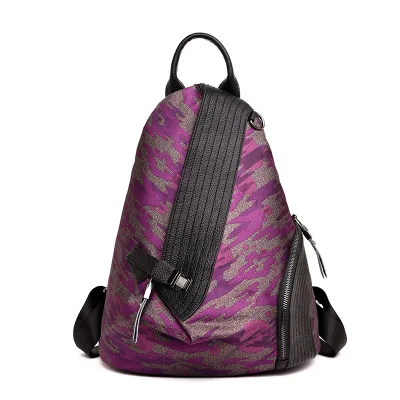 

2019 Fashion Backpack for City Women Backpacks Girls High Quality Waterproof Nylon Female Backpack with Cow Leather Black