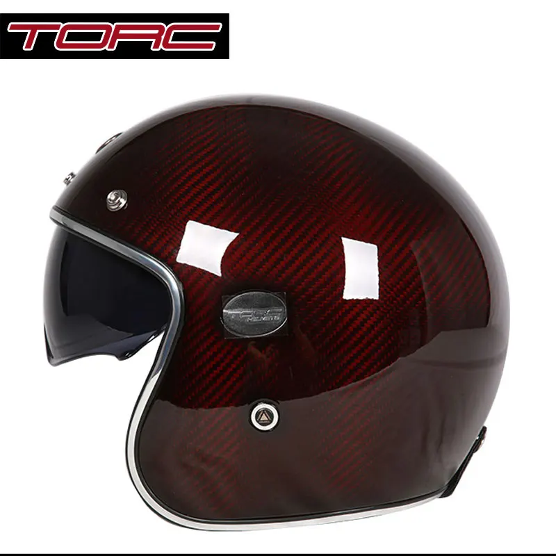 Шлем TORC V587 из углеродного волокна в винтажном стиле, мотоциклетный rcycle шлем с солнцезащитным щитом, ретро мото rbike шлем с открытым лицом, скутер, мото шлемы - Цвет: 7