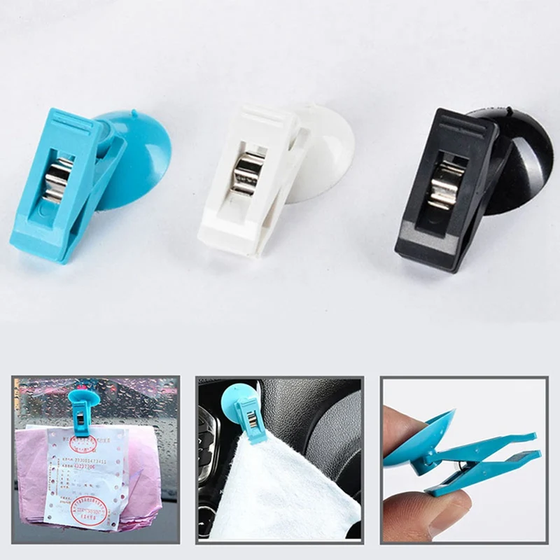 

1 Pair Car Interior Window Mount Black Suction Cap Clip Plastic Sucker Removable Holder For Sunshade Curtain Towel Ticket
