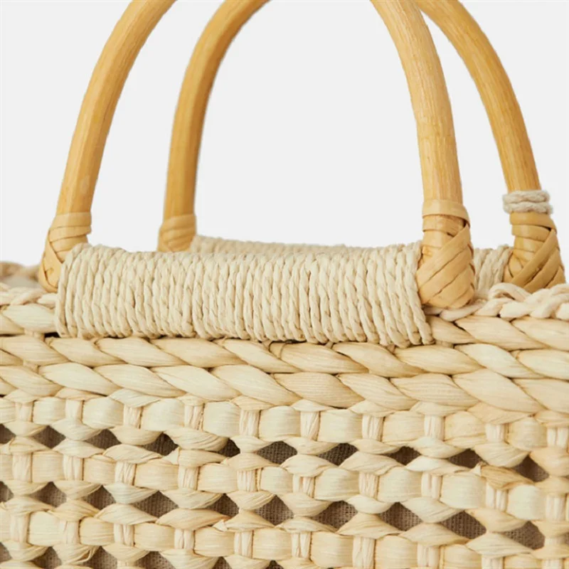 Новые Деревянные сумки естественные цвета соломенные сумки для покупок выдалбливают Твердые повседневные тоут