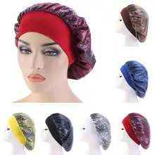 Атласная женская ночная шапочка для сна шапочка для ухода за волосами широкополосная головной убор-чалма крышка колпачок мусульманский тюрбан шапочки Skullies напечатаны выпадение волос