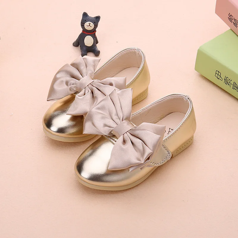 Новые Обувь для девочек PU Обувь дети бантом принцесса Обувь дети Обувь для танцев 3 цвета