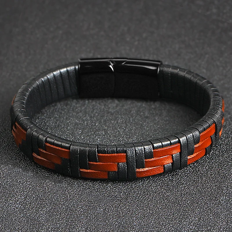

Mens Bracelets 2018 Leather Bracelet Men Jewelry Fashion Vintage Pulseira Masculina Handmade Bangles Stainless Steel Jewellery