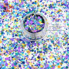 Rai321-177 смесь цветов в горошек круглой формы блеск для ногтей, гель, макияж и DIY украшения