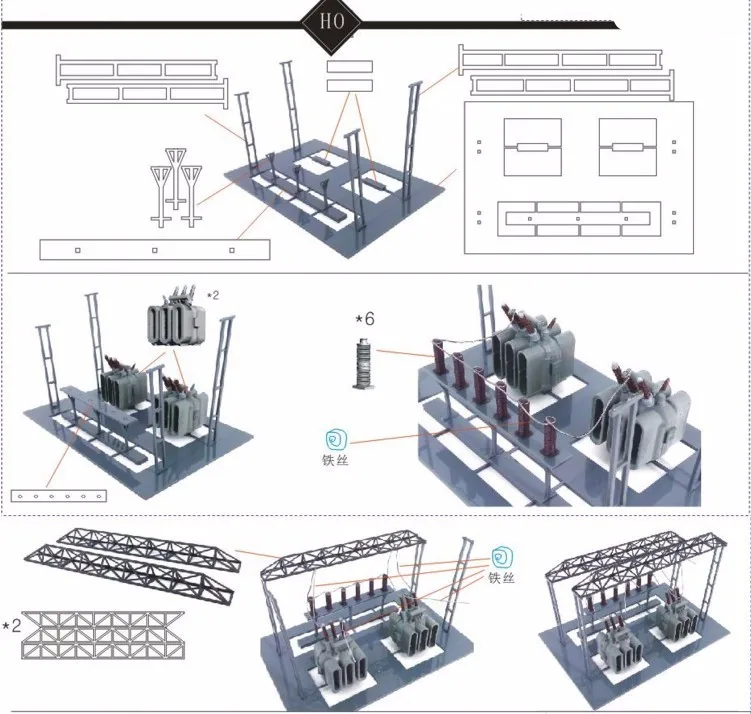 1: 87 модель поезд хо масштаб diy игрушка подстанция архитектурный песок настольные модели материалов