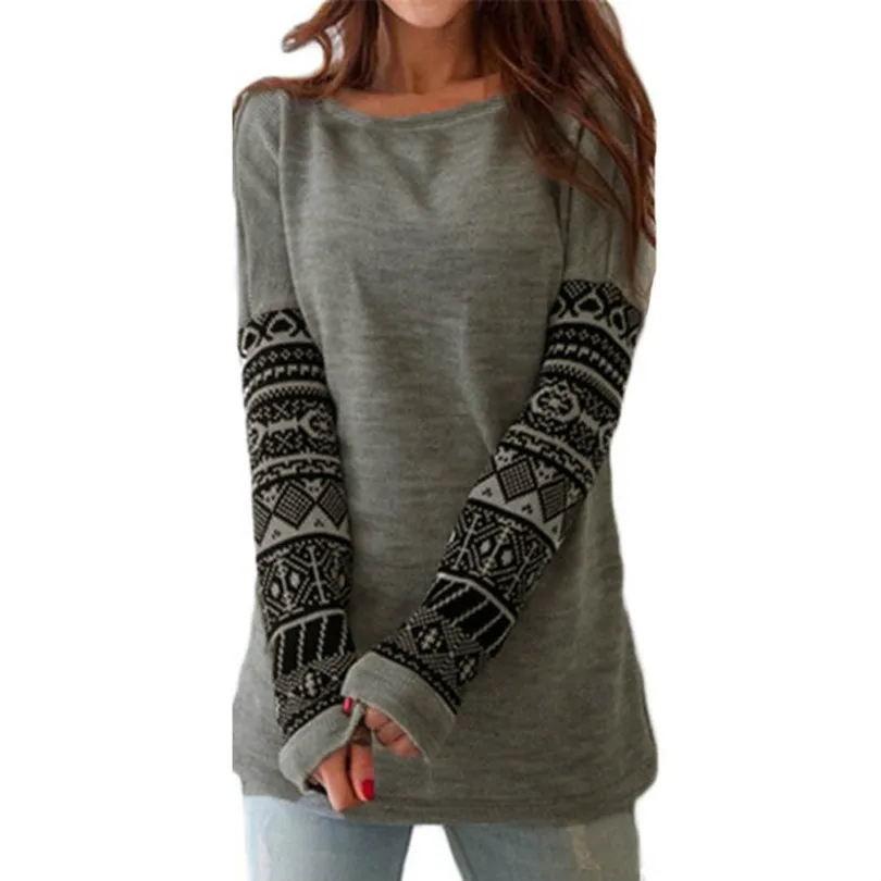 

Print Long Sleeve T-shirt Women 2018 Autumn Winter Cotton Tops Slim Casual Tee Shirts Plus Size Loose Female T shirt