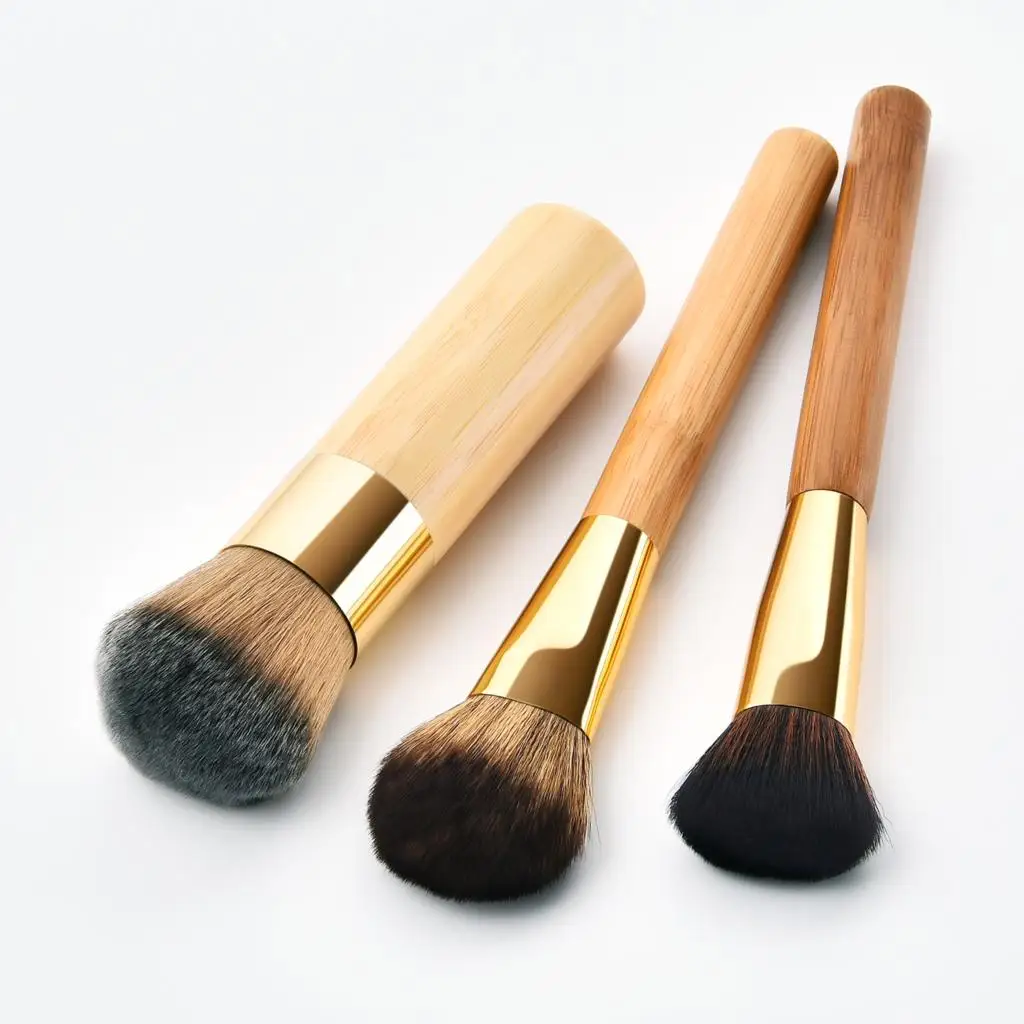 

GUJHUI 3pcs Make up Brushes Tool Bamboo Handle Soft Hair Makeup Brushes Foundation Loose Powder Eyeshadow Cosmetic Brush Tools