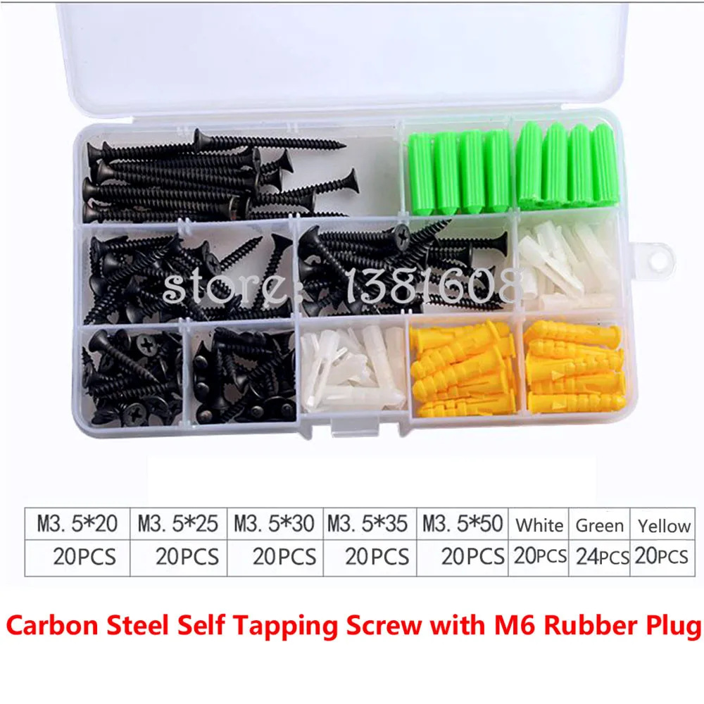 1SET Carbon Self Tapping Screw Combination Kit with M6 Yellow Green