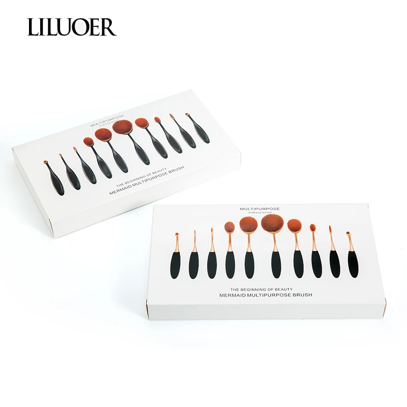 Liluoer Профессиональный 10 шт. мягкая щетка для волос набор кистей макияжа комплект