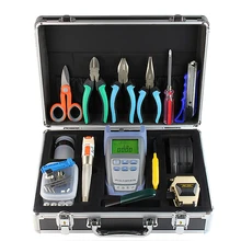 Fiber Optic FTTH Tool Kit with SKL-6C Fiber Optic Cleaver and Optical Power Meter 10Mw Visual Fault Locator Engineering Toolbox