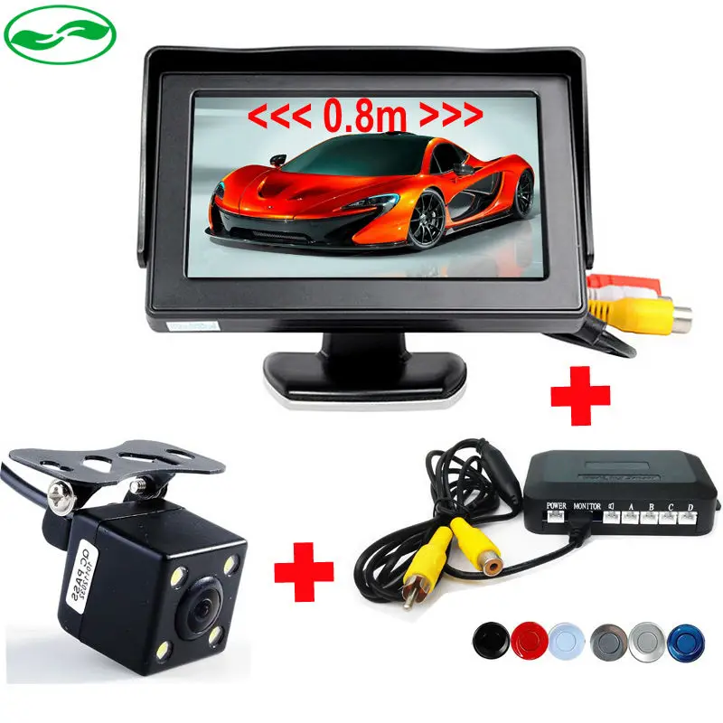 Новый 3 in1 Dual Core Автомобильная Стоянка Монитор Обратный Датчик Резервное Копирование Радар + CCD Камера Заднего вида + 4.3 дюймов ЖК-Монитор Автомобильная Стоянка