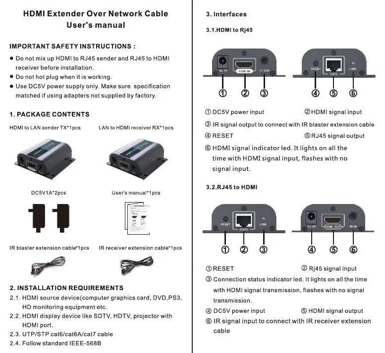 5 пар/лот LKV372A HDMI 1080 P удлинитель с ИК-конвертер до 60 м, видео/аудиоудлинитель над Cat6/Cat7