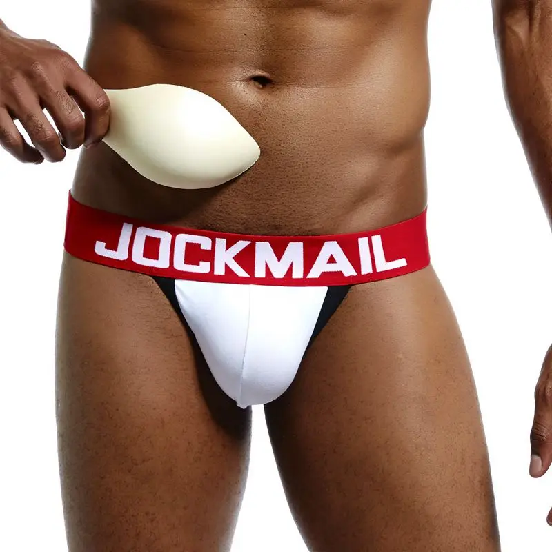 

JOCKMAIL Sexy thong men jockstraps Padded mens underwear briefs Front removable pad push up cup bulge enhancing gay underwear